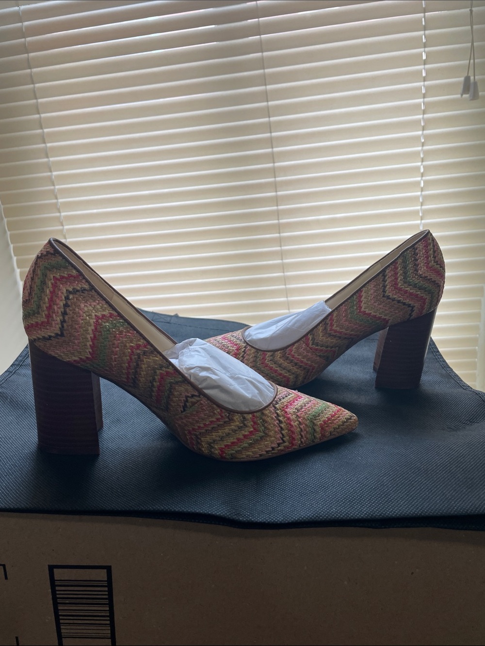 Nine West Woven 3qtr Chunky Heel Pumps